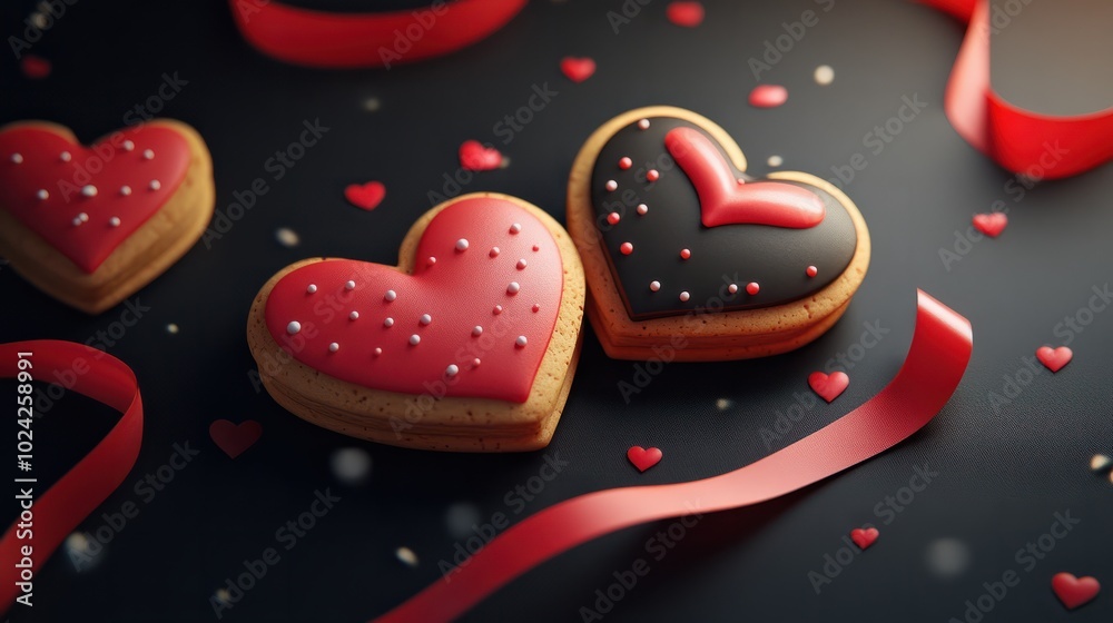 heart shaped cookies with a ribbon heart shaped cookies with a ribbon