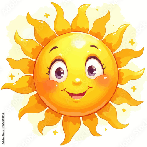 Smiling Sun Cartoon Illustration 
