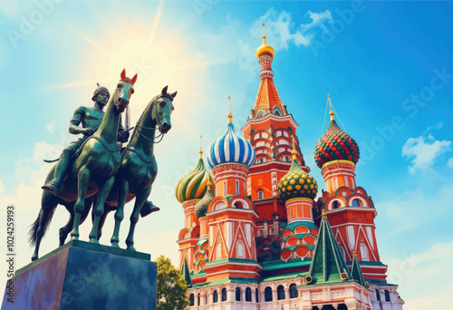 St Basil's Cathedral and Monument in Moscow  
