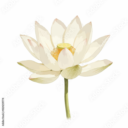 Water Lily Flower Illustration in Soft Watercolor Style