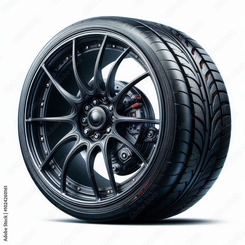 Obraz premium Wheels, tires and discs , Car tire isolated on white background, transparent png 