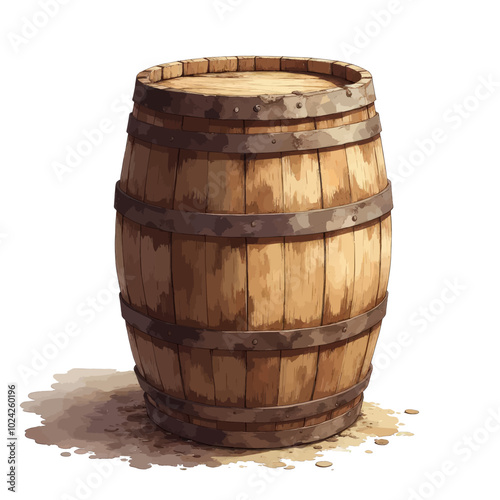 Wooden Barrel with Metal Bands