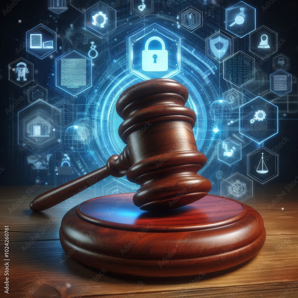 Digital Gavel Symbolizing Law and Technology Digital Gavel Symbolizing Law and Technology