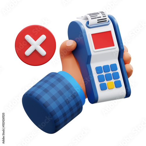 failed edc payment 3d icon illustration