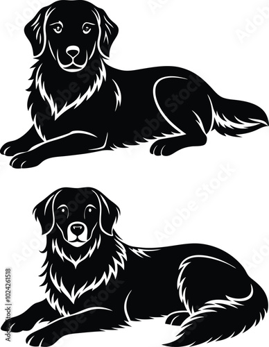 Golden Retriever vector silhouette illustration design.