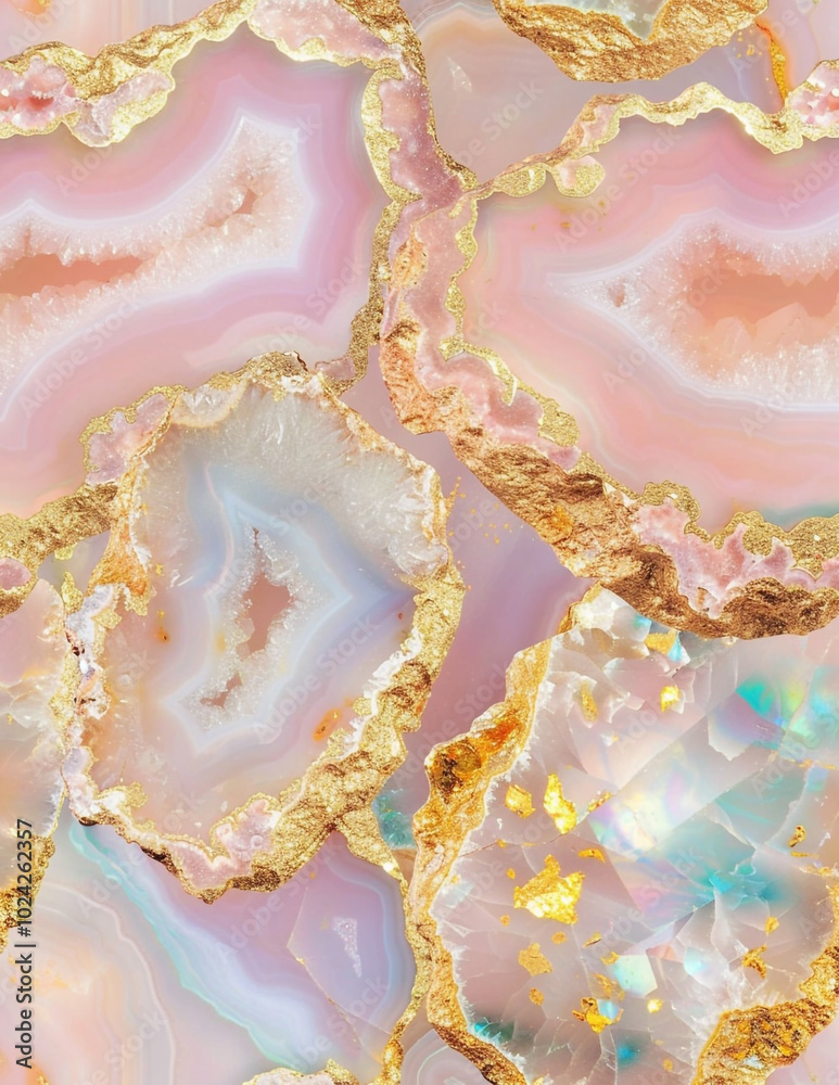 Agate Crystal Geode Gemstone Blush Gold
