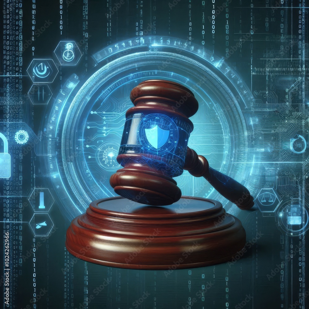 Digital Gavel Symbolizing Law and Technology Digital Gavel Symbolizing Law and Technology