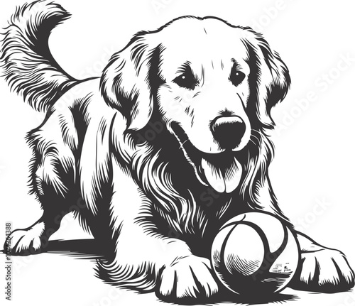 Golden Retriever vector silhouette illustration design.