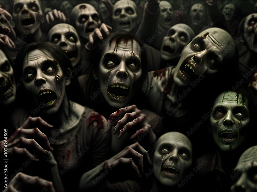 Horde of zombies close up Horde of zombies close up