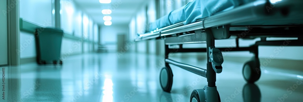 Fototapeta premium Stretcher, hospital hallway, 