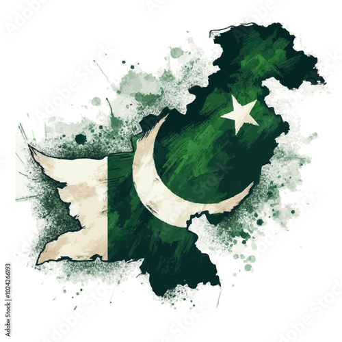 map with flag digital art of Pakistan  photo