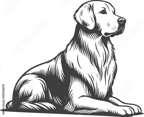 Golden Retriever vector silhouette illustration design.