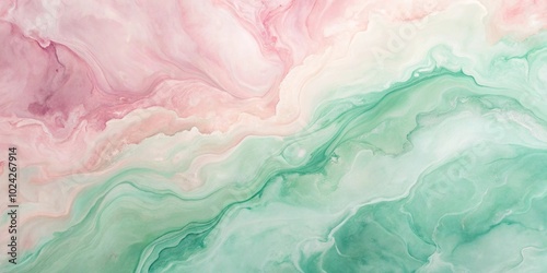 Wallpaper Mural watercolor paint background texture with soft pink and green pastel color waves resembling marble texture viewed from a worm's eye view Torontodigital.ca