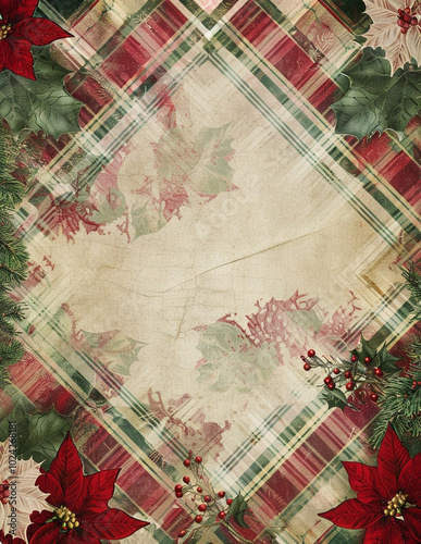 Shabby Chic Christmas Tartan Background