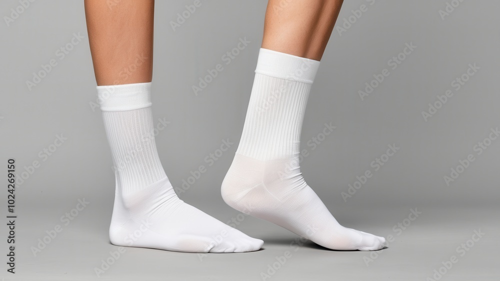 Realistic socks mockup featuring a classic crew length design. Ideal for showcasing apparel designs or branding projects. Clean and minimal, perfect for product presentations Realistic socks mockup featuring a classic crew length design. Ideal for showcasing apparel designs or branding projects. Clean and minimal, perfect for product presentations