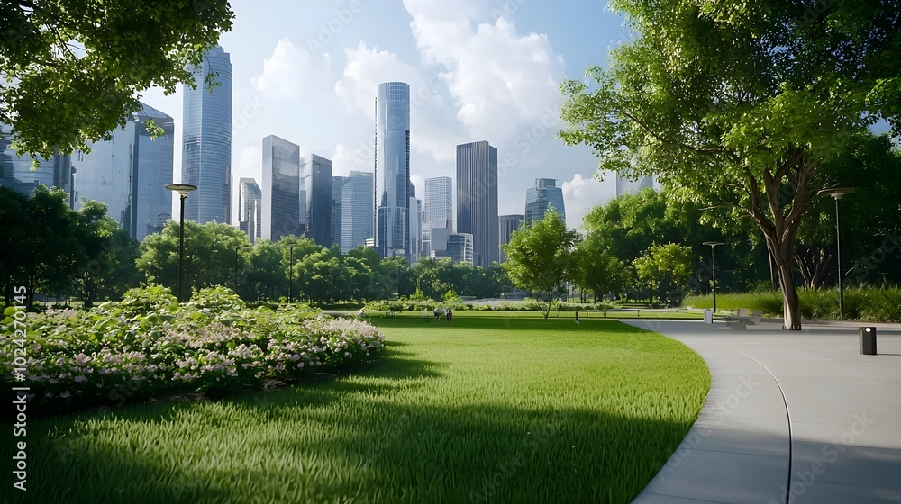 Futuristic city park with holographic nature simulations clean and eco friendly technological advancements showcasing a vision of sustainable urban living and innovative design for the future Futuristic city park with holographic nature simulations clean and eco friendly technological advancements showcasing a vision of sustainable urban living and innovative design for the future