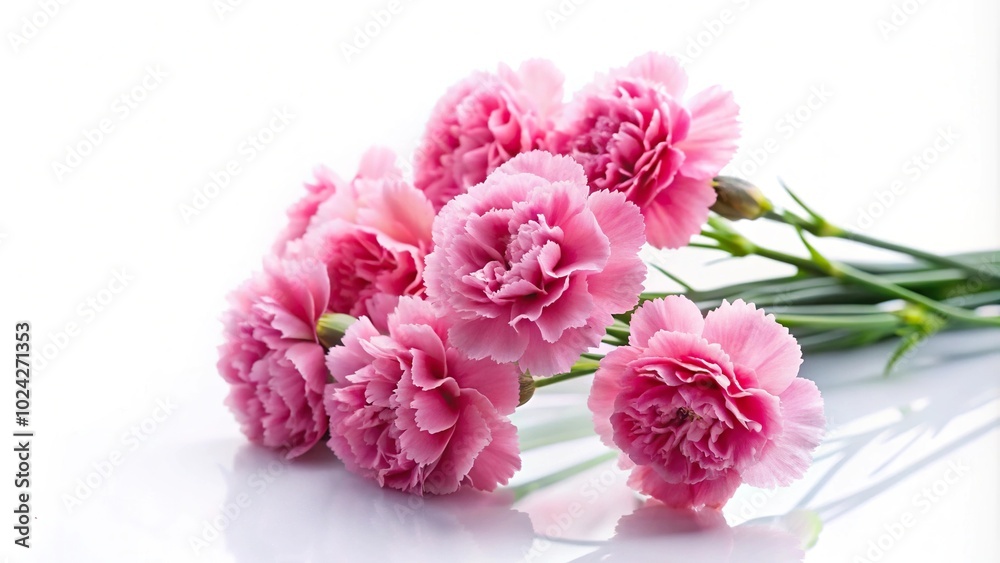 Close-up image of pink carnations on white background Close-up image of pink carnations on white background