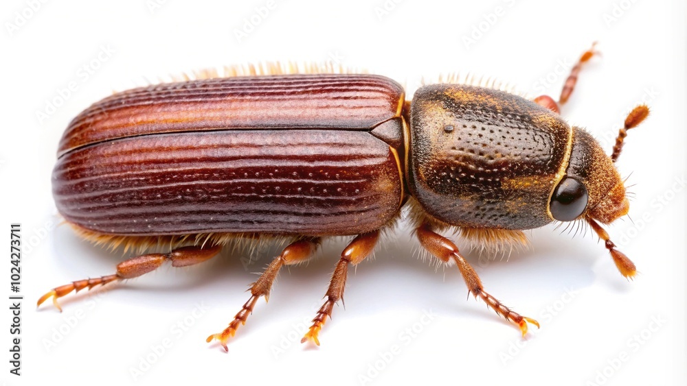 Fototapeta premium Close-up of a bark beetle Phloeosinus aubei isolated on white background