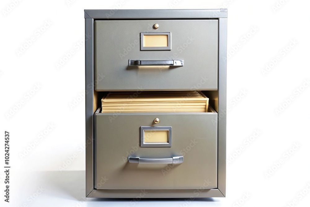 Close-up of a file cabinet against white background Close-up of a file cabinet against white background