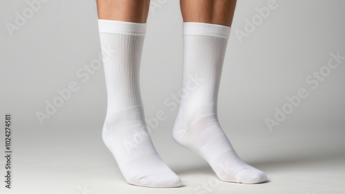 Minimalist socks mockup in neutral colors, showcasing a simple ankle-length design. Great for fashion or product mockups with no logos or text for a versatile use