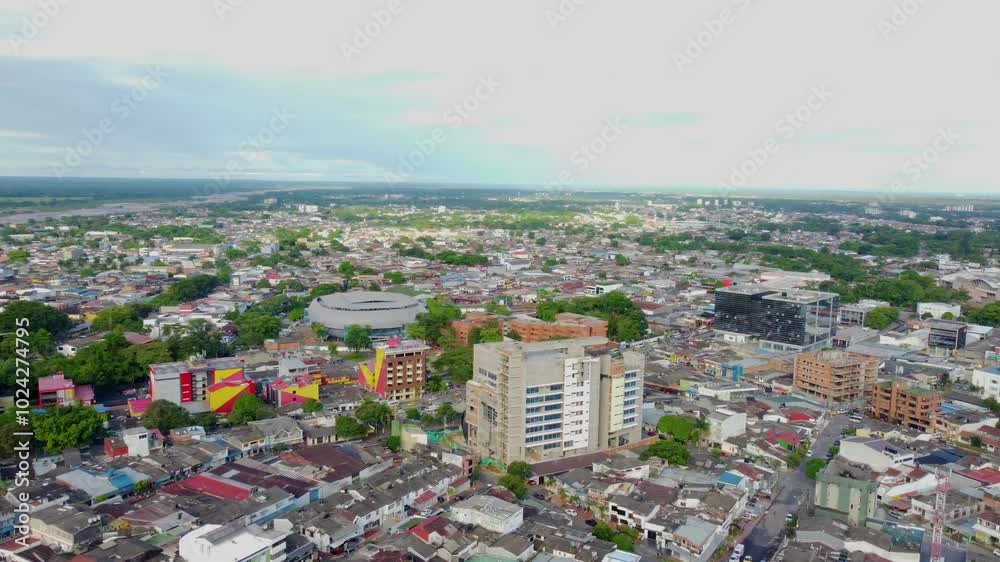 fly above villavicencio city - colombia