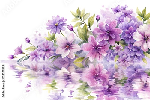 Fototapeta Naklejka Na Ścianę i Meble -  watercolor painting of purple flowers