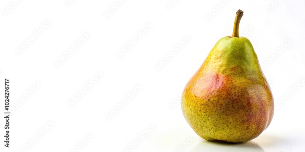 Close-up of a single pear isolated on white background, captured from overhead Close-up of a single pear isolated on white background, captured from overhead