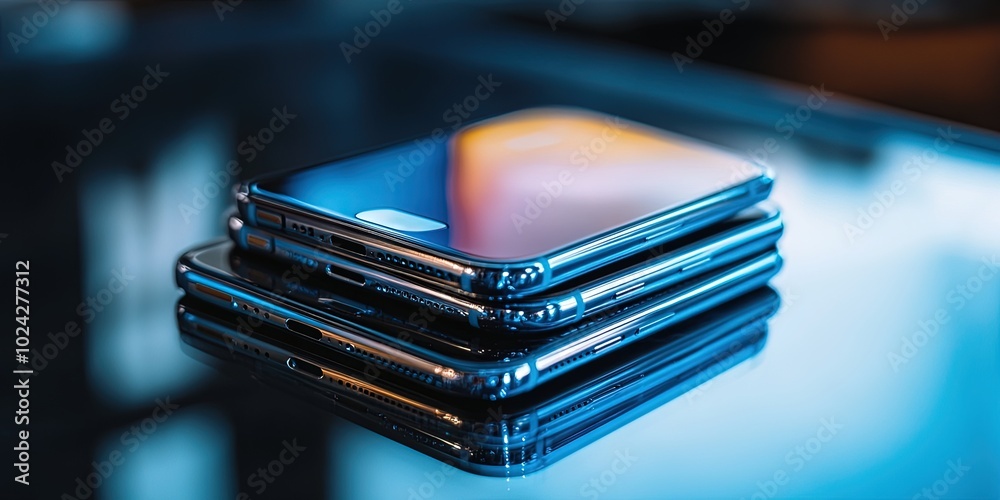 smartphones stacked, solid background smartphones stacked, solid background