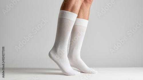 High-quality socks mockup displaying a folded pair with a basic, clean design. Perfect for apparel presentations or e-commerce product displays, ready for customization