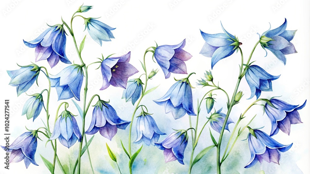 Watercolor paintings of Harebell flowers Watercolor paintings of Harebell flowers