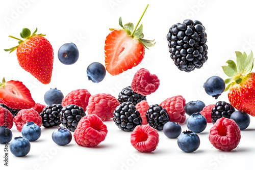 Mixed Berries Photo: A Delightful Display of Strawberries, Blueberries, Raspberries, and Blackberries