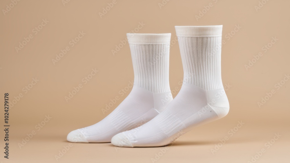 High-quality socks mockup displaying a folded pair with a basic, clean design. Perfect for apparel presentations or e-commerce product displays, ready for customization High-quality socks mockup displaying a folded pair with a basic, clean design. Perfect for apparel presentations or e-commerce product displays, ready for customization