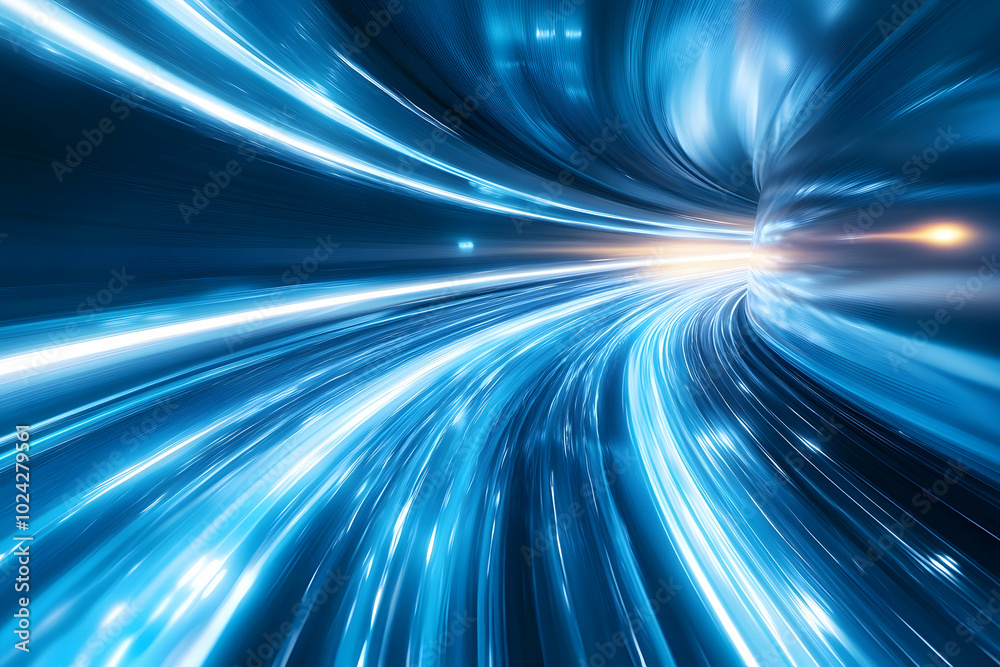Abstract Blue and White Light Tunnel 3D Illustration Abstract Blue and White Light Tunnel 3D Illustration