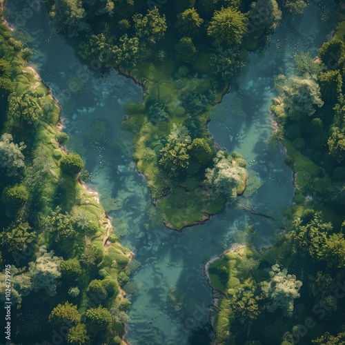 Aerial shot of a tranquil lofi background.