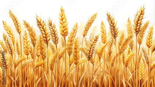 Watercolor style golden wheat field clip art