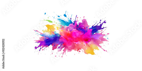 Bright colorful watercolor splash splatter stain brush strokes on white background. Modern vibrant aquarelle spot. Rainbow trendy isolated design on white. Element. Vector watercolor illustration.	art