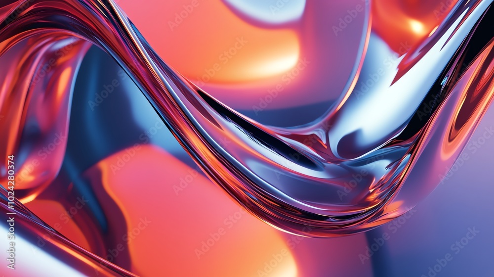 Abstract background with a glossy, flowing, metallic, silver, and red texture. Abstract background with a glossy, flowing, metallic, silver, and red texture.