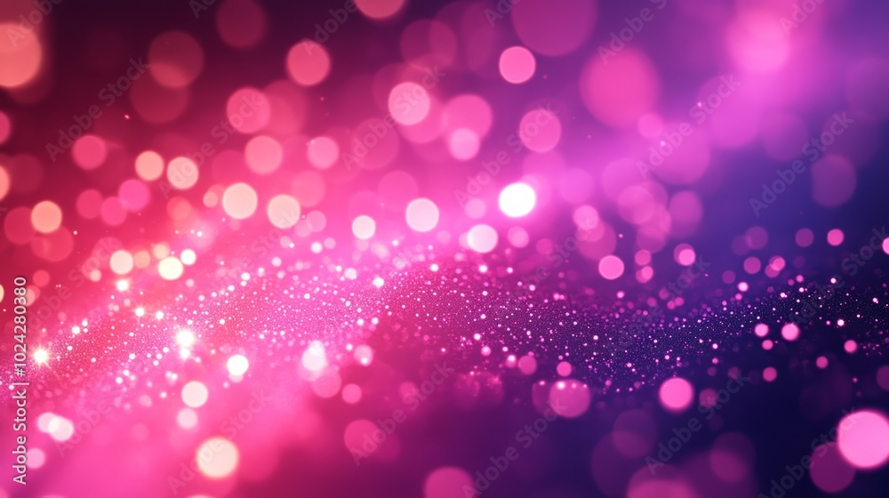 Abstract pink and purple bokeh background with twinkling lights and sparkles. Abstract pink and purple bokeh background with twinkling lights and sparkles.
