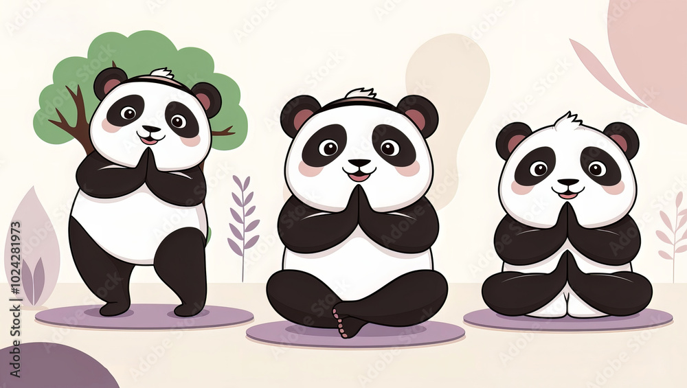 Cute peaceful vector illustration of a panda Cute peaceful vector illustration of a panda