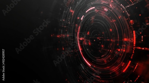 Wallpaper Mural Abstract red and black circular digital technology background with glowing lights. Torontodigital.ca