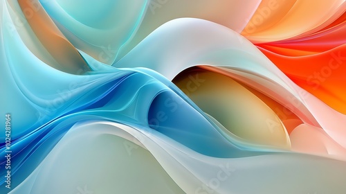 Wallpaper Mural Abstract colorful background with flowing lines in shades of blue, orange, and white. Torontodigital.ca