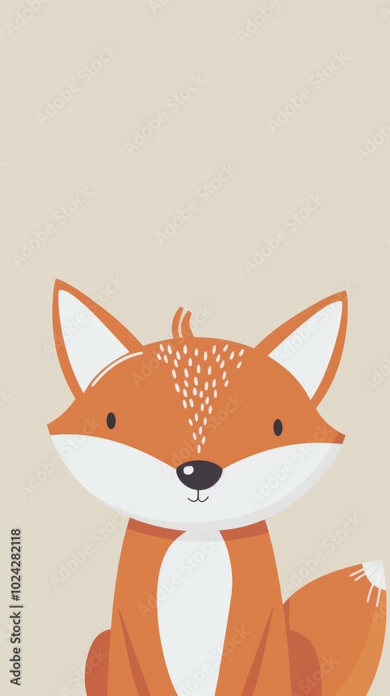 Obraz premium A cartoon fox is sitting on a white background. The fox is smiling and looking at the camera