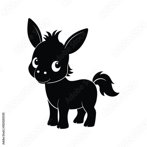 cute donkey Silhouette , donkey silhouette vector, black donkey silhouette vector illustration on white background