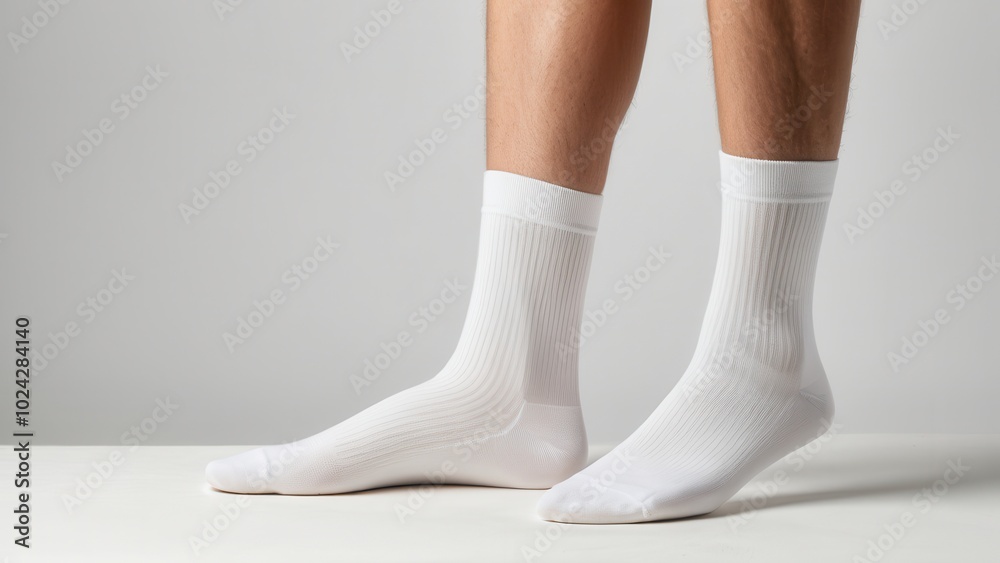 High-quality socks mockup displaying a folded pair with a basic, clean design. Perfect for apparel presentations or e-commerce product displays, ready for customization High-quality socks mockup displaying a folded pair with a basic, clean design. Perfect for apparel presentations or e-commerce product displays, ready for customization