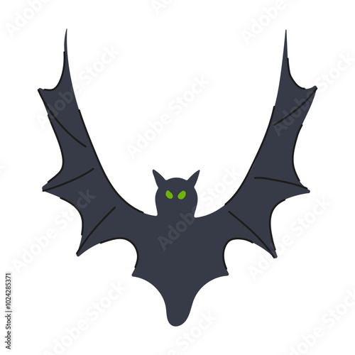 eerie bat halloween cartoon. wings darkness, pumpkin witch, ghost creepy eerie bat halloween sign. isolated symbol vector illustration