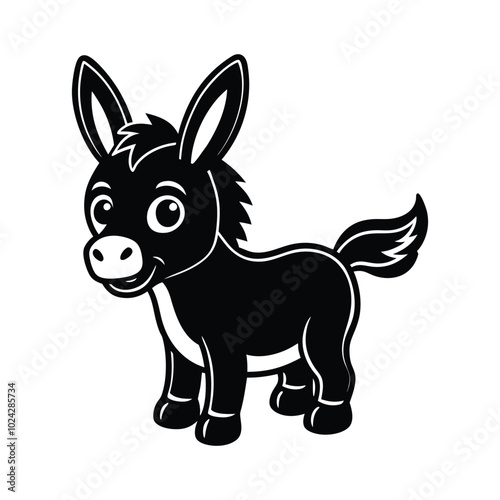Vector donkey silhouette on white, donkey silhouette vector, black donkey silhouette vector illustration on white background