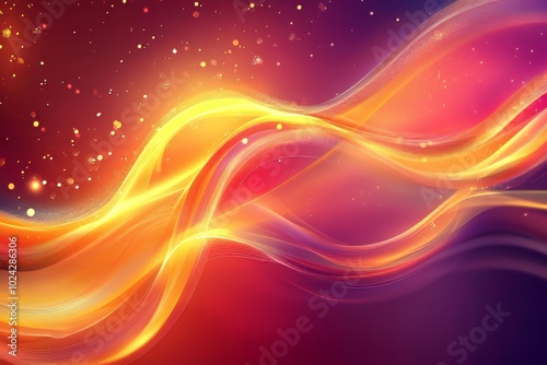 Vibrant abstract image featuring colorful light waves and sparkles on a gradient background, perfect for creative and artistic projects.