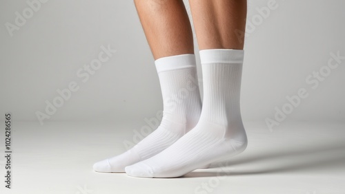 High-quality socks mockup displaying a folded pair with a basic, clean design. Perfect for apparel presentations or e-commerce product displays, ready for customization