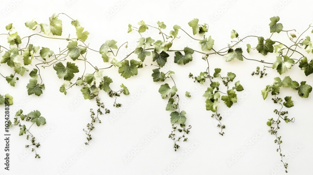 Artistic depiction of vines on a white backdrop illustrated in a pastel style suitable for photo wallpaper use Artistic depiction of vines on a white backdrop illustrated in a pastel style suitable for photo wallpaper use