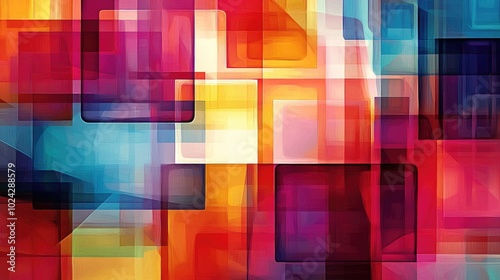 Abstract vibrant background featuring a pattern of colorful squares and rectangles